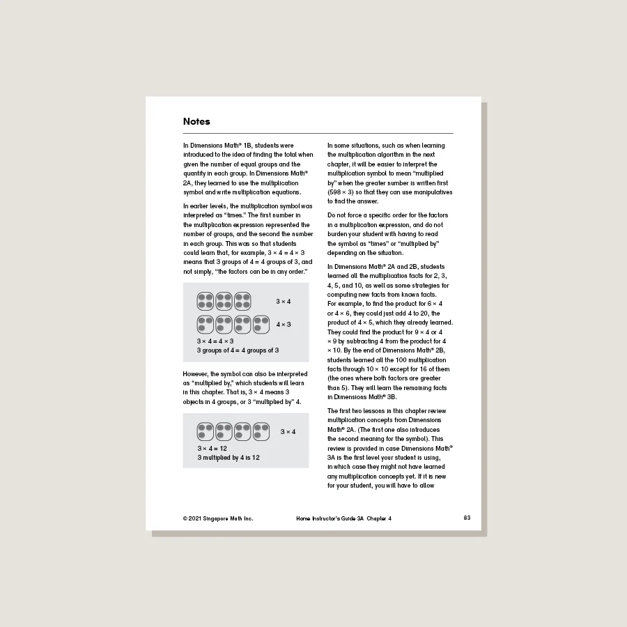 Dimensions Math Home Instructor's Guide 3A - Image 2