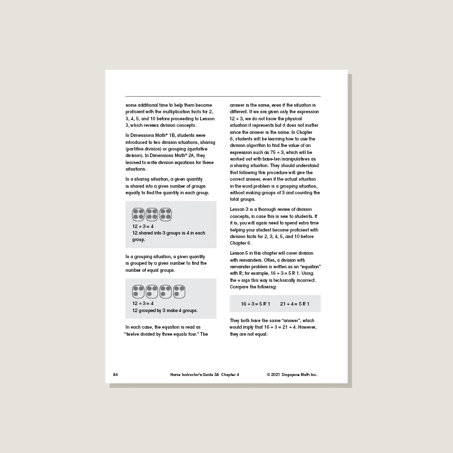 Dimensions Math Home Instructor's Guide 3A - Image 3