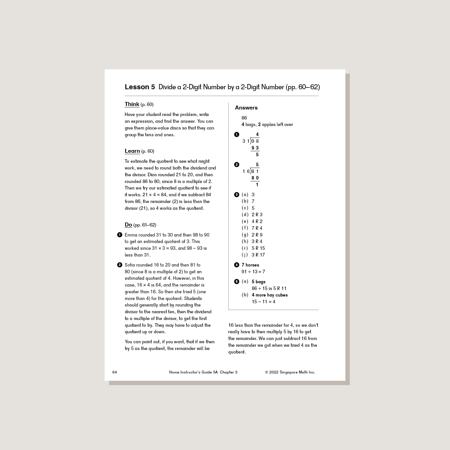 Dimensions Math Home Instructor's Guide 5A - Blemished - Image 2