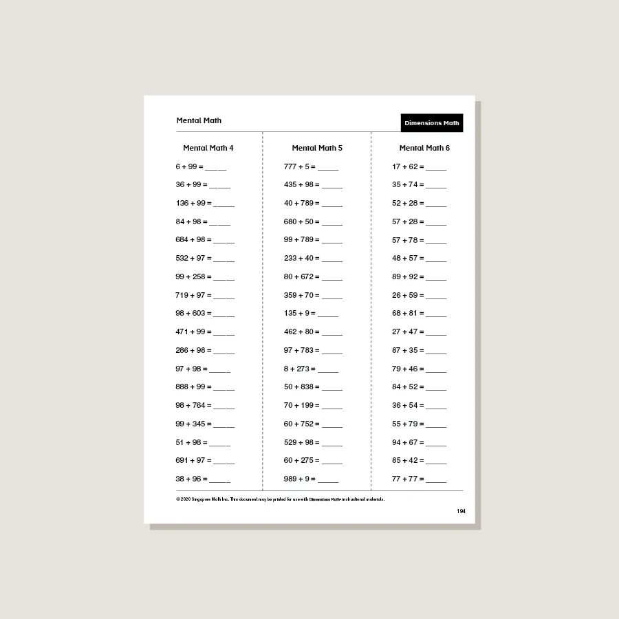 Dimensions Math Home Instructor's Printouts 2B - Blemished - Image 4