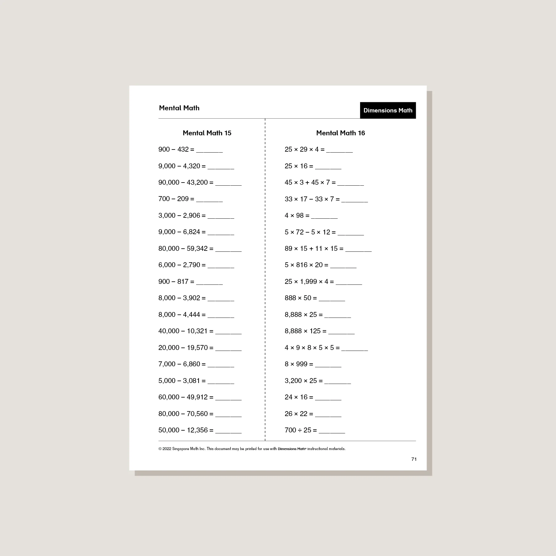 Dimensions Math Home Instructor's Printouts 5A - Image 4
