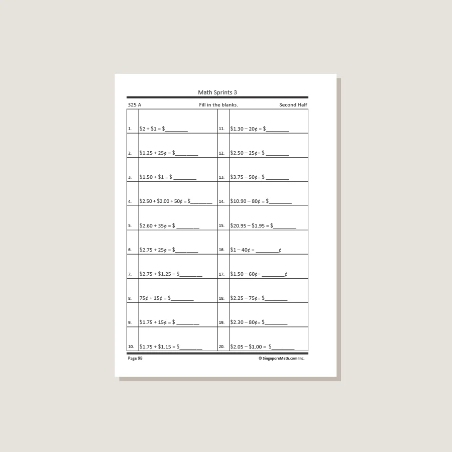 Math Sprints Workbook 3 - Blemished - Image 2