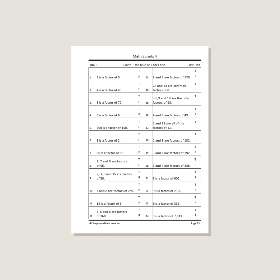 Math Sprints Workbook 4 - Blemished - Image 2