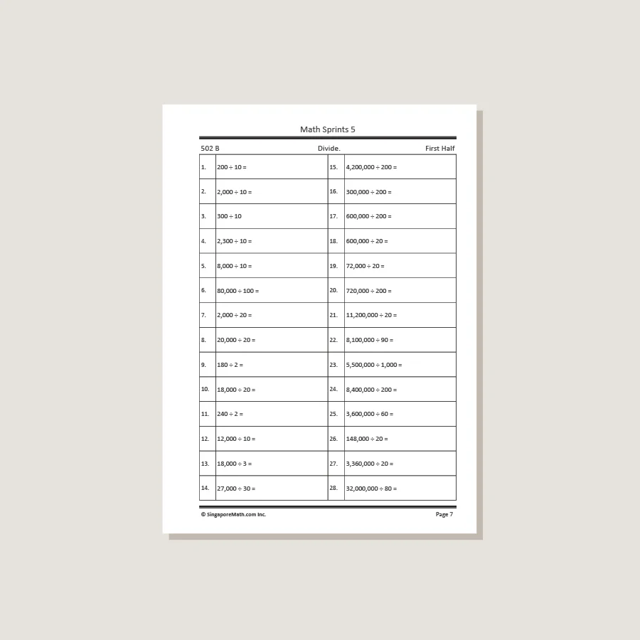 Math Sprints Workbook 5 - Blemished - Image 2
