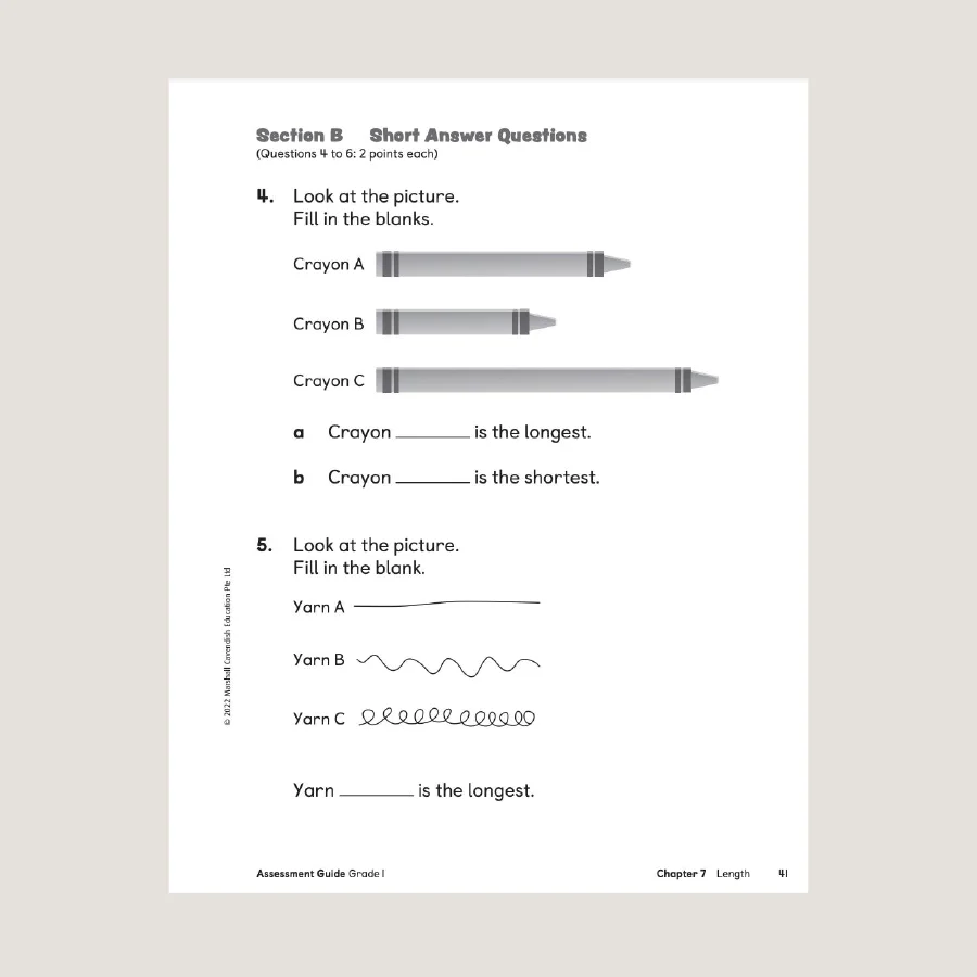 Primary Mathematics Assessment Guide Teacher Edition 1 (2022 Edition) - Blemished - Image 4