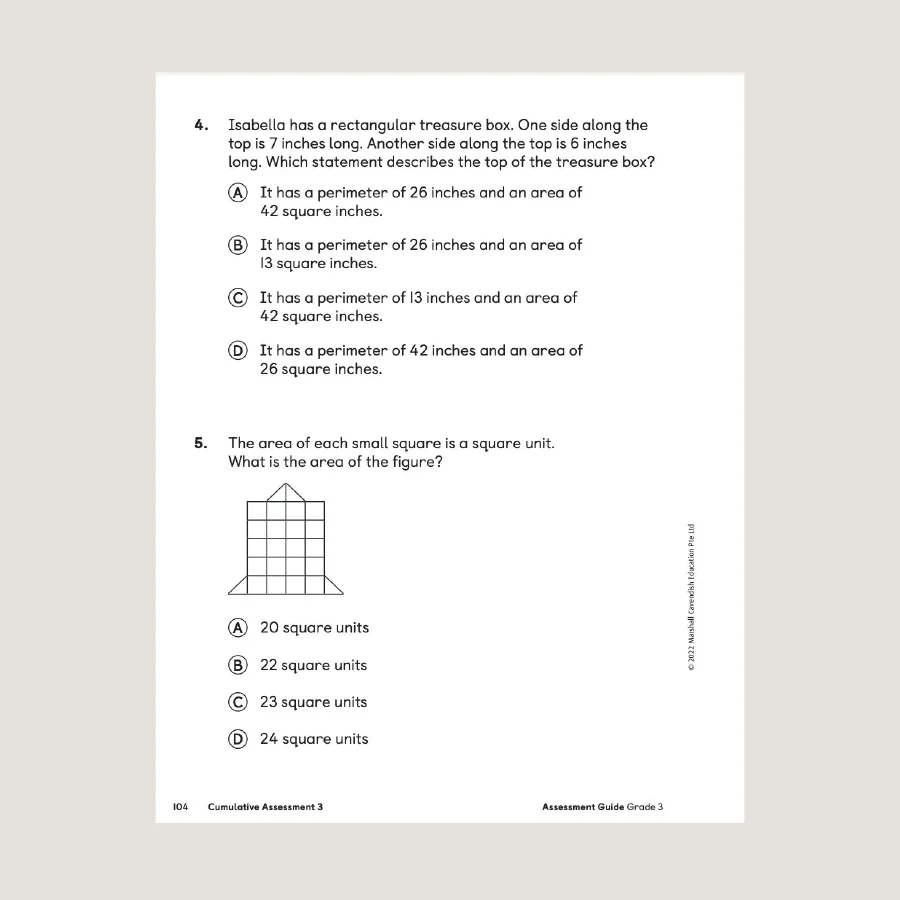 Primary Mathematics Assessment Guide Teacher Edition 3 (2022 Edition) - Image 4