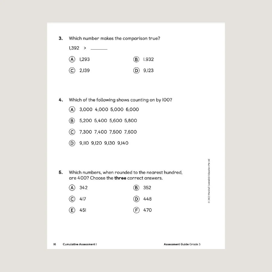Primary Mathematics Assessment Guide Teacher Edition 3 (2022 Edition) - Blemished - Image 3