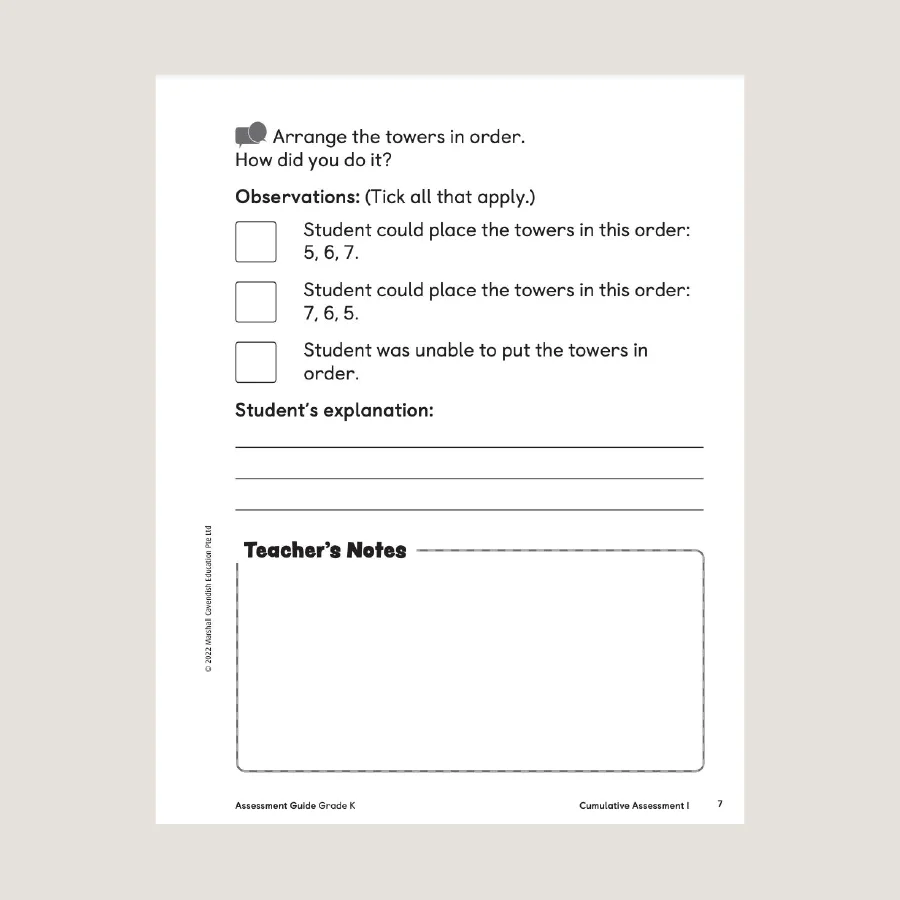 Primary Mathematics Assessment Guide Teacher Edition K (2022 Edition) - Image 3