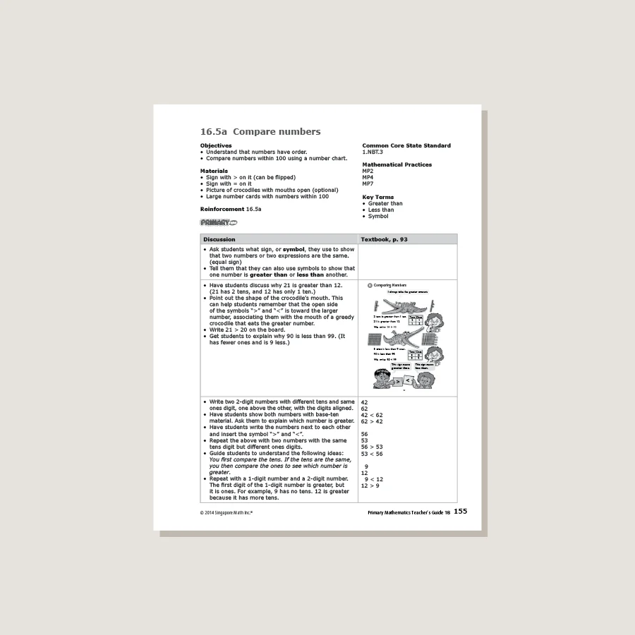 Primary Mathematics Common Core Edition Teacher's Guide 1B - Blemished - Image 3