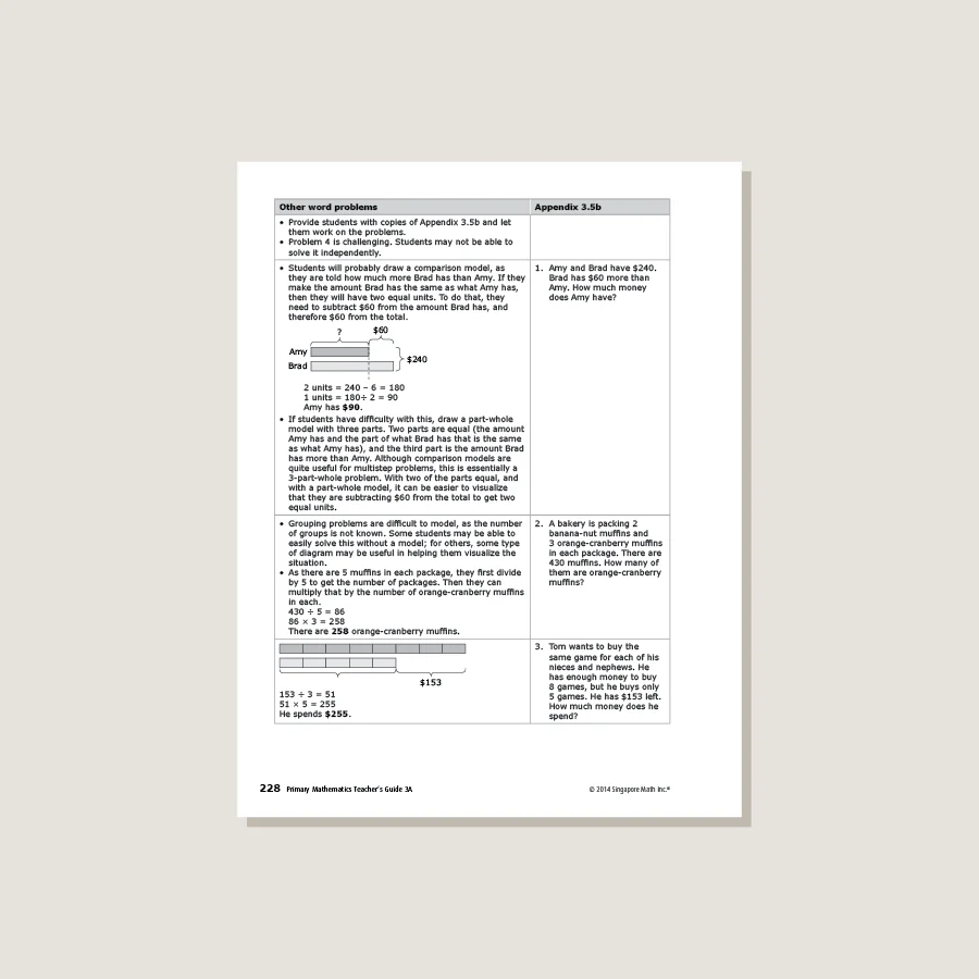 Primary Mathematics Common Core Edition Teacher's Guide 3A - Blemished - Image 4