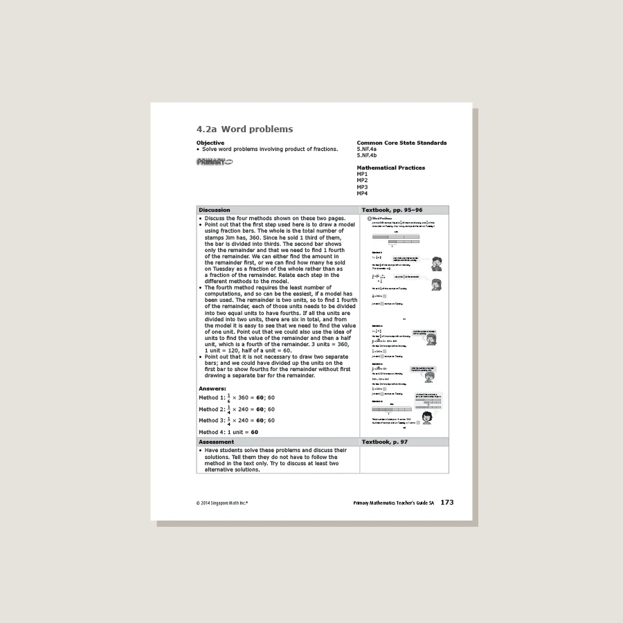 Primary Mathematics Common Core Edition Teacher's Guide 5A - Blemished - Image 3