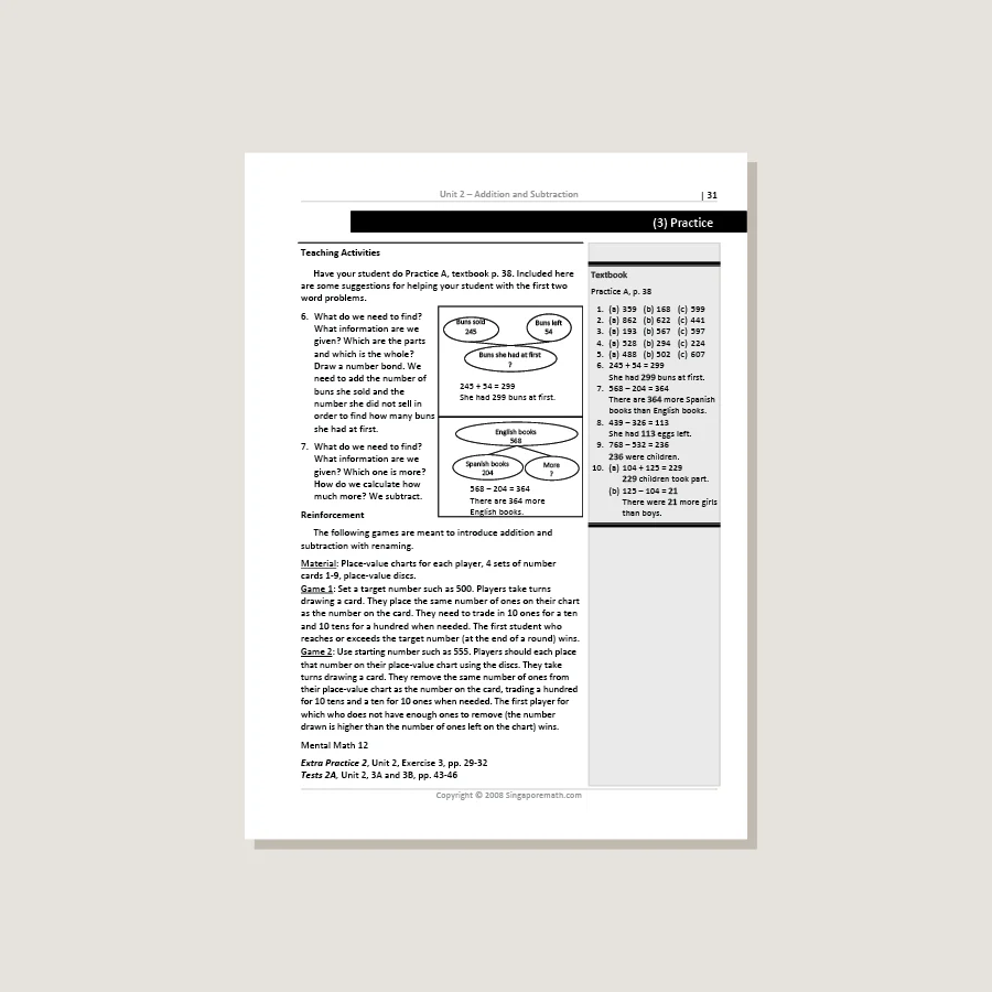 Primary Mathematics Standards Edition Home Instructor's Guide 2A - Image 3