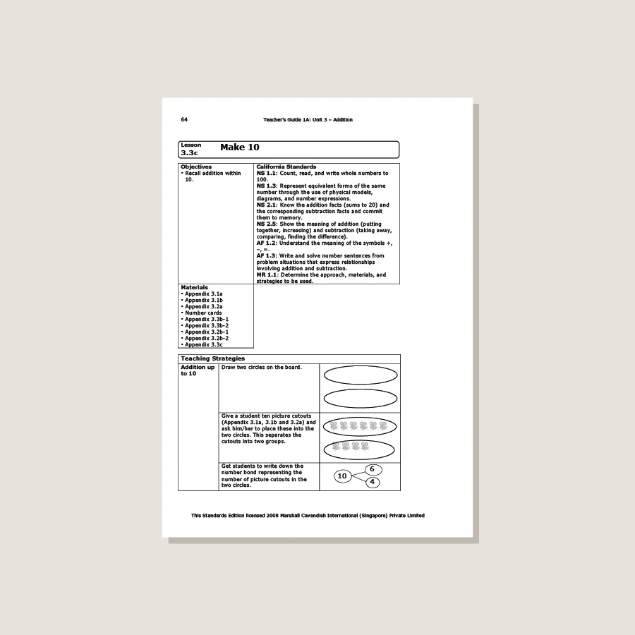 Primary Mathematics Standards Edition Teacher's Guide 1A - Image 2