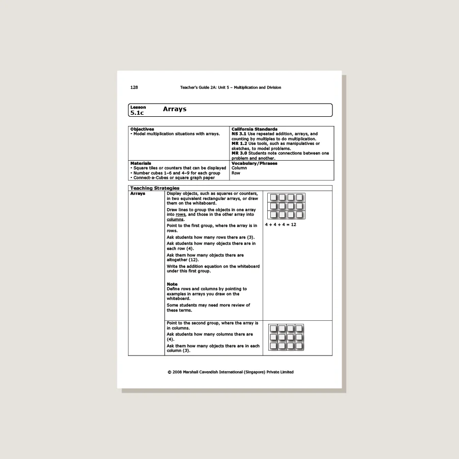 Primary Mathematics Standards Edition Teacher's Guide 2A - Blemished - Image 2