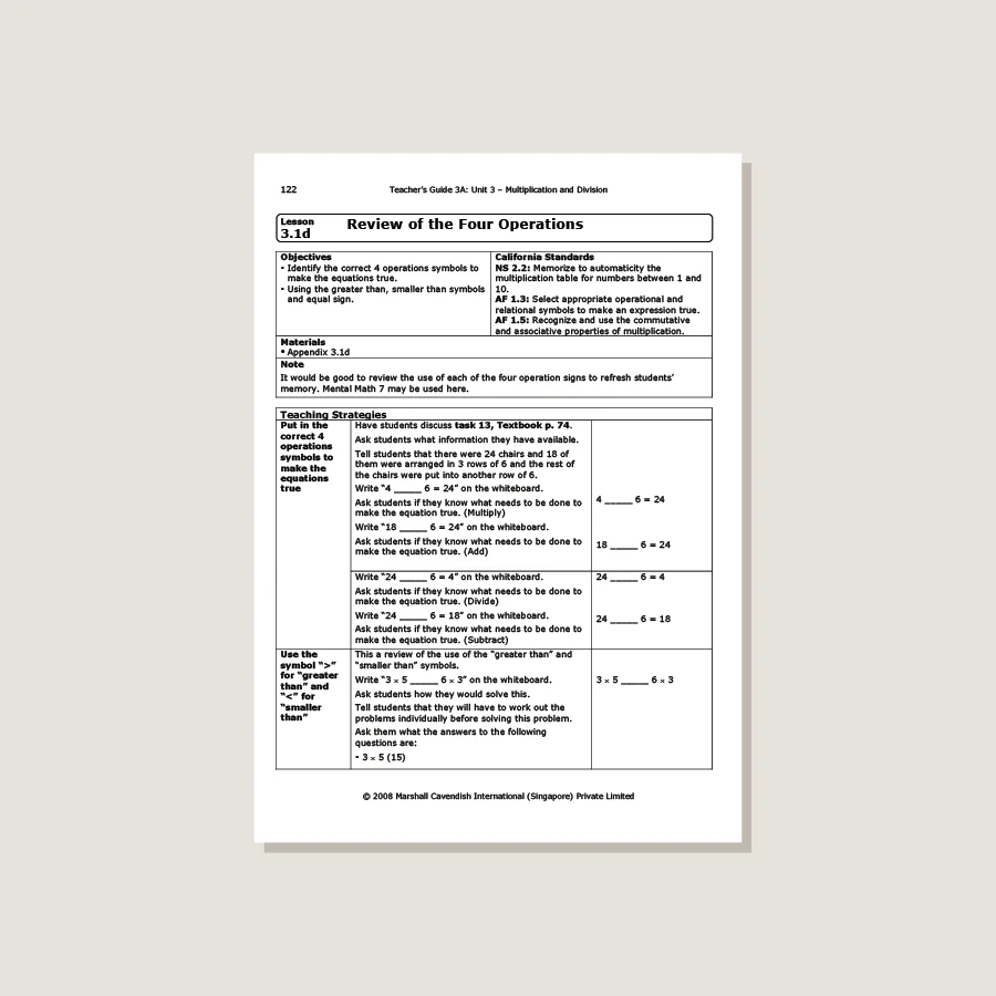 Primary Mathematics Standards Edition Teacher's Guide 3A - Blemished - Image 2
