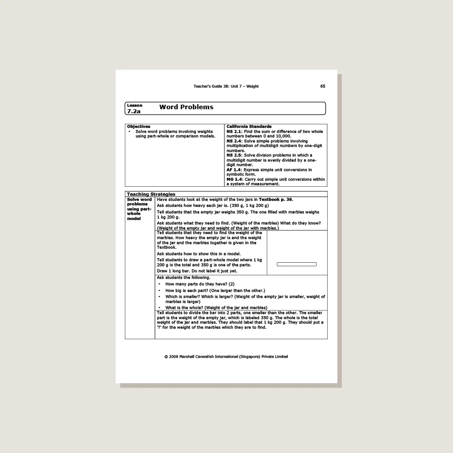 Primary Mathematics Standards Edition Teacher's Guide 3B - Blemished - Image 2
