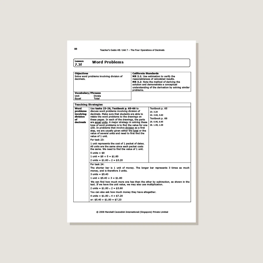 Primary Mathematics Standards Edition Teacher's Guide 4B - Image 3