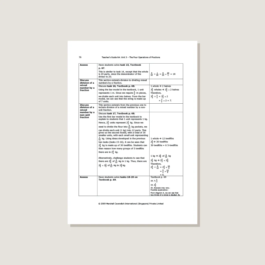 Primary Mathematics Standards Edition Teacher's Guide 6A - Image 3