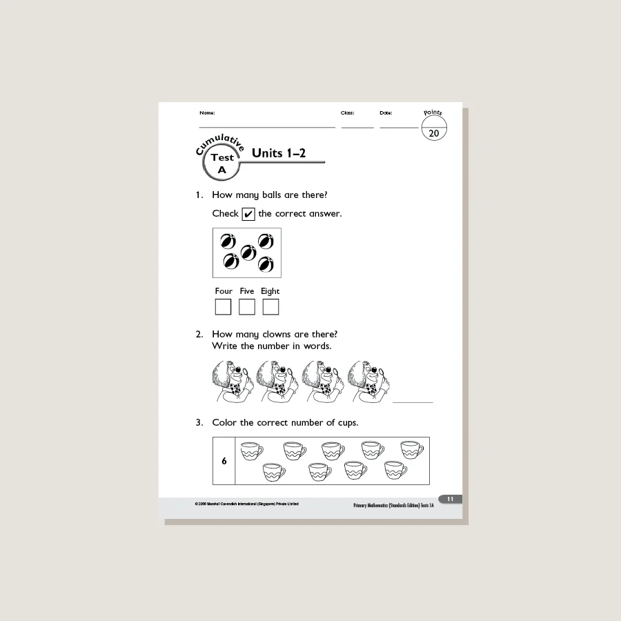 Primary Mathematics Standards Edition Tests 1A - Image 3