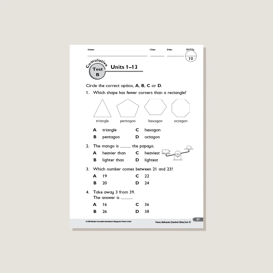 Primary Mathematics Standards Edition Tests 1B - Blemished - Image 3