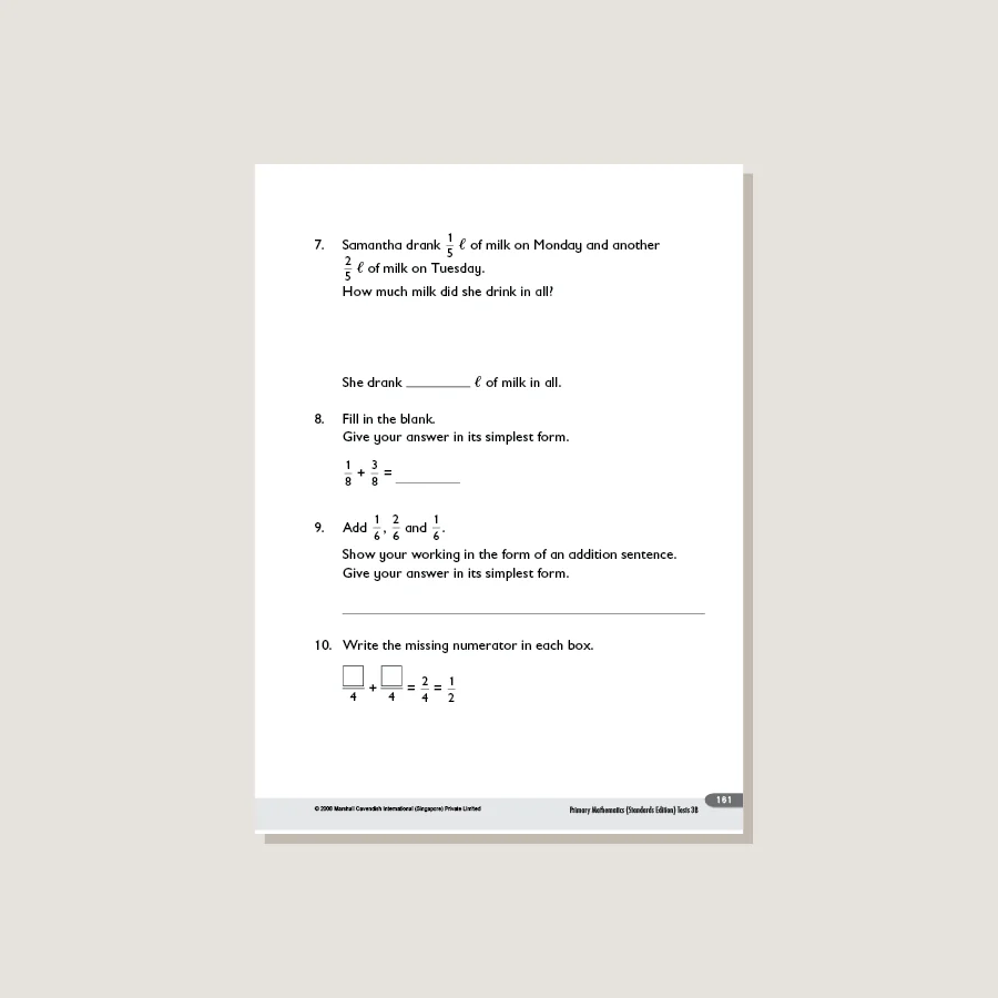 Primary Mathematics Standards Edition Tests 3B - Blemished - Image 3