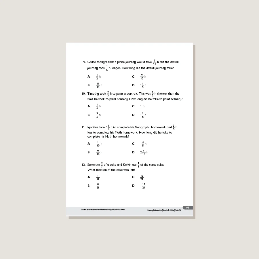 Primary Mathematics Standards Edition Tests 5A - Blemished - Image 3