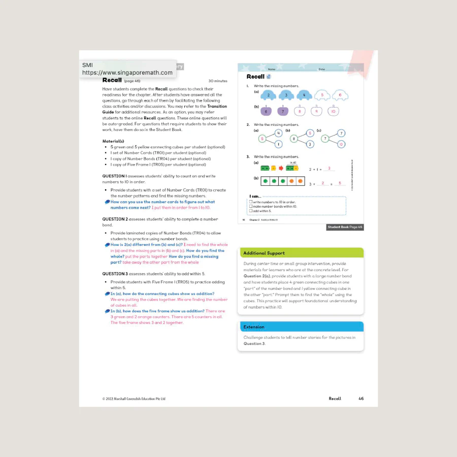 Primary Mathematics Teacher's Guide 1A (2022 Edition) - Image 3