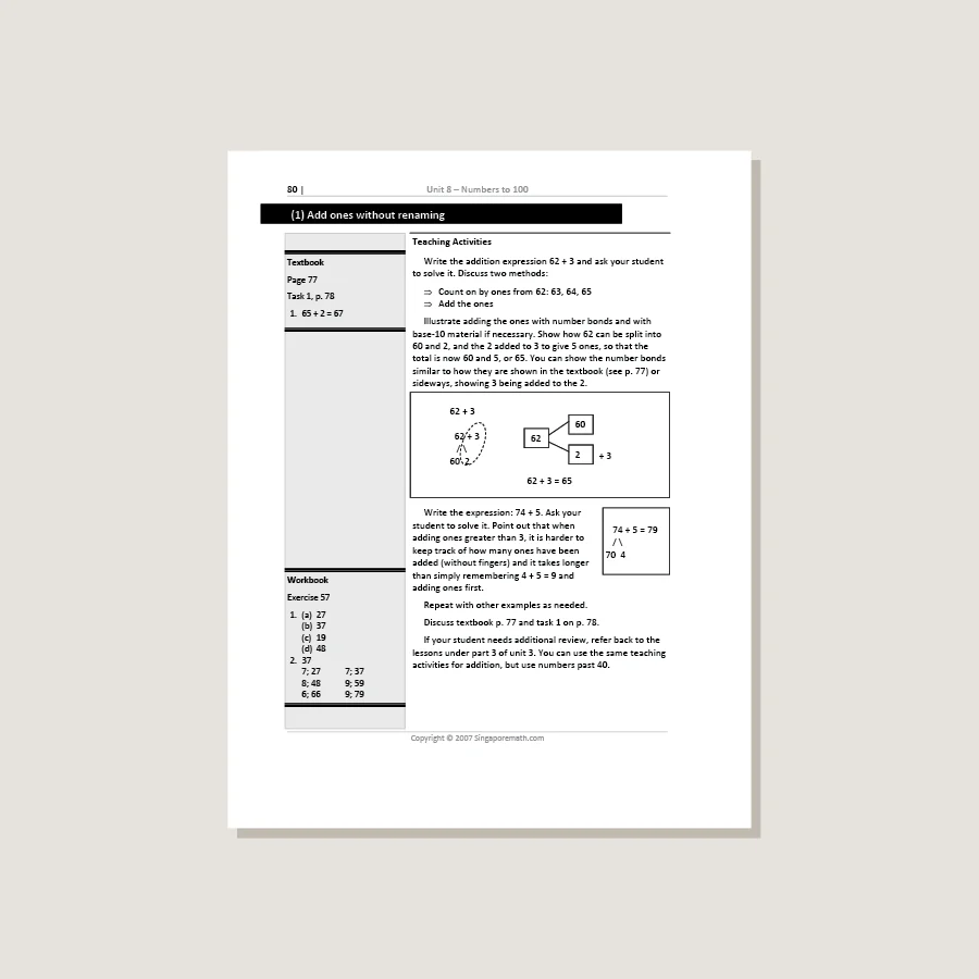 Primary Mathematics U.S. Edition Home Instructor's Guide 1B - Image 3