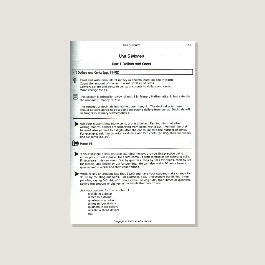 Primary Mathematics U.S. Edition Home Instructor's Guide 3A - Image 3