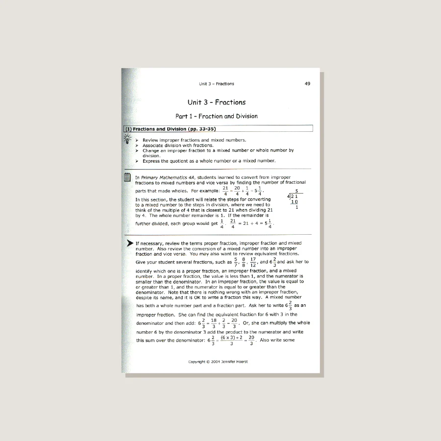 Primary Mathematics U.S. Edition Home Instructor's Guide 5A - Image 2