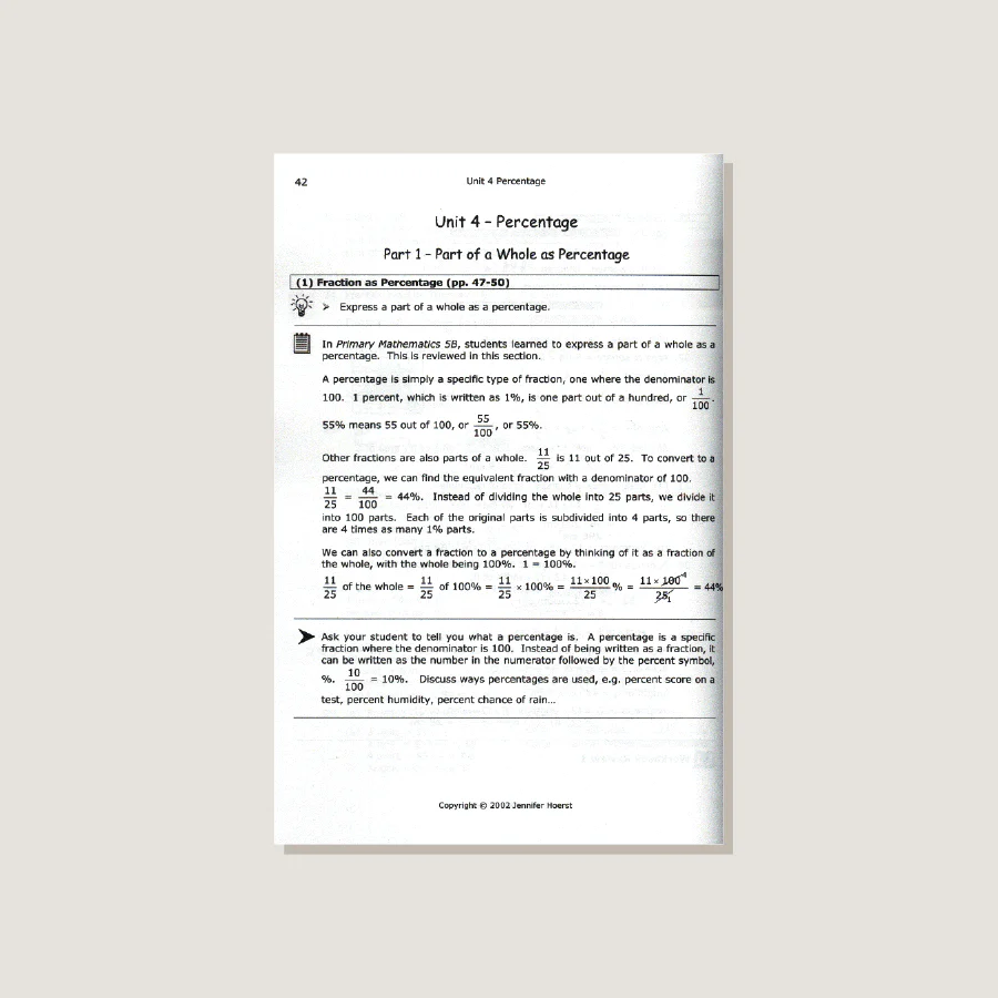 Primary Mathematics U.S. Edition Home Instructor's Guide 6A - Image 2