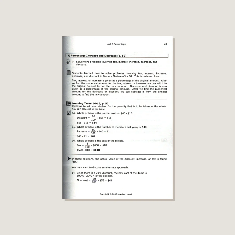 Primary Mathematics U.S. Edition Home Instructor's Guide 6A - Blemished - Image 4
