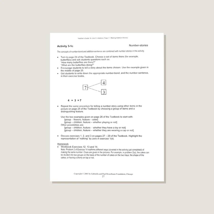 Primary Mathematics U.S. Edition Teacher's Guide 1A - POOS - Image 4