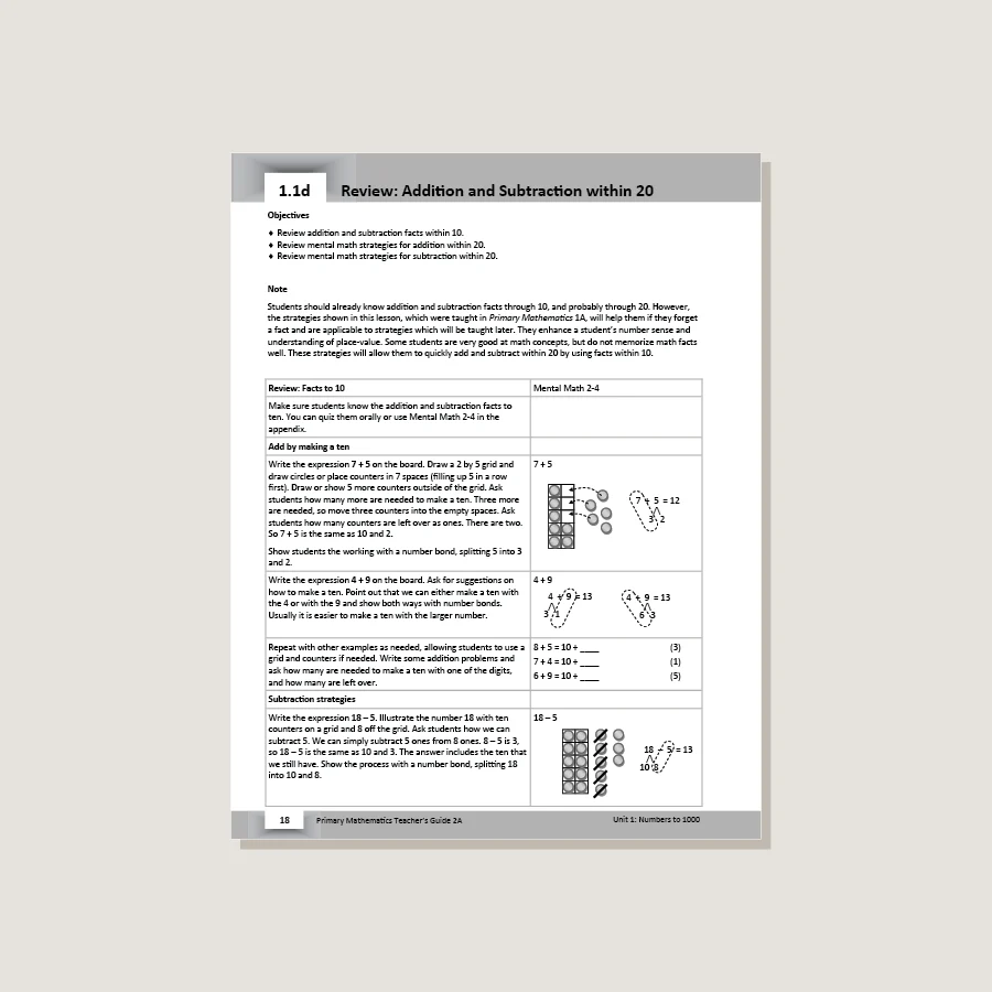 Primary Mathematics U.S. Edition Teacher's Guide 2A - Image 2