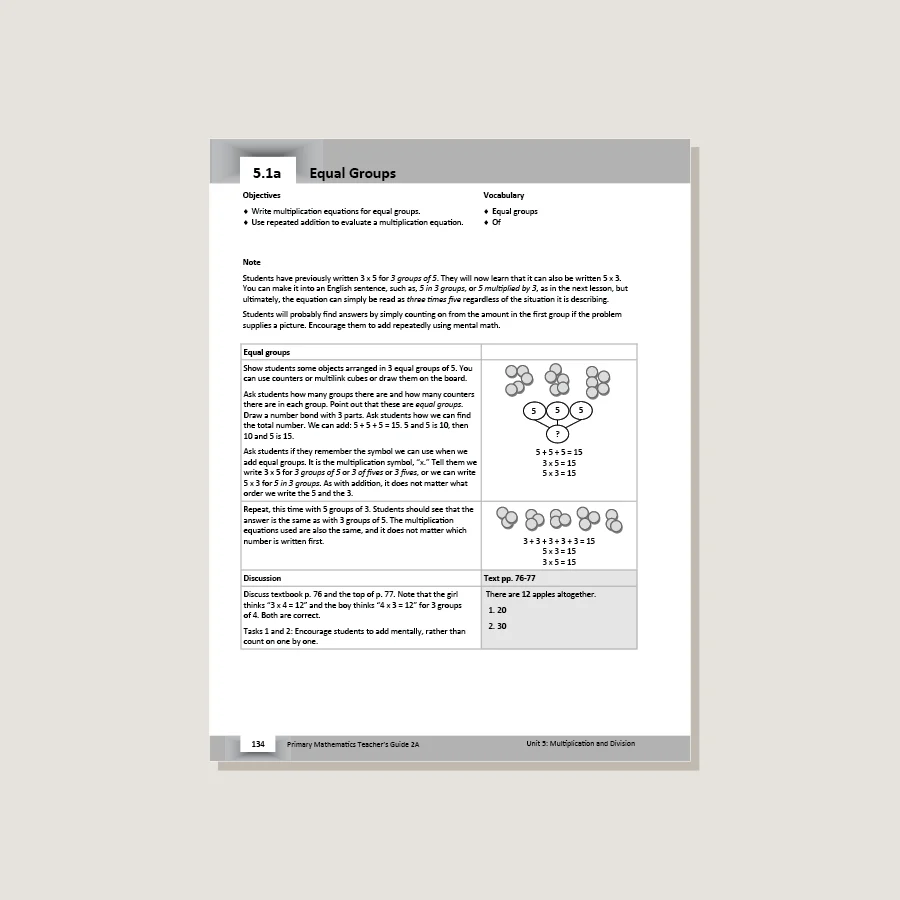 Primary Mathematics U.S. Edition Teacher's Guide 2A - Blemished - Image 4