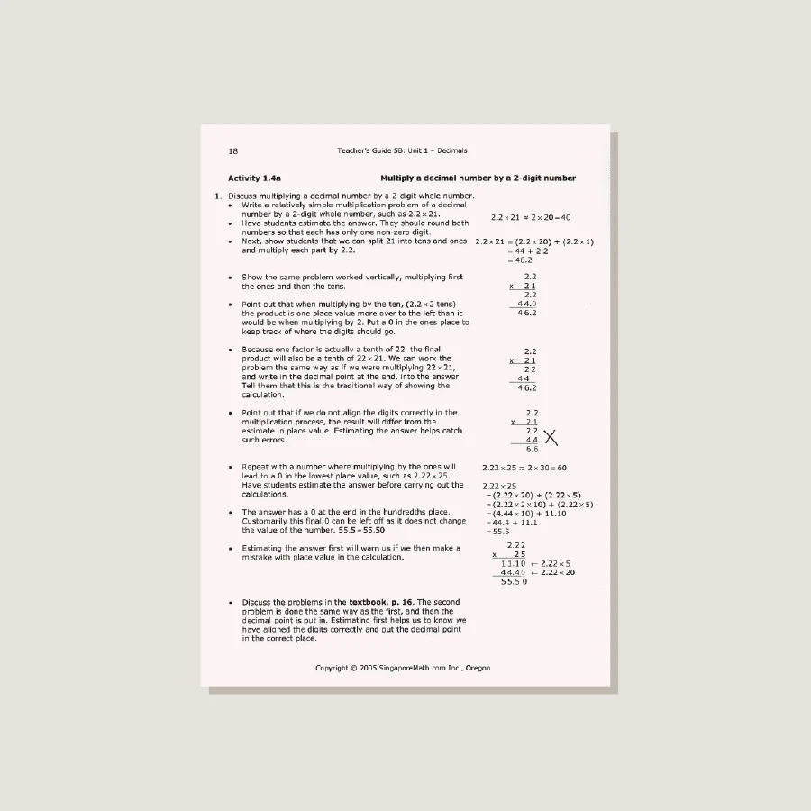 Primary Mathematics U.S. Edition Teacher's Guide 5B - Blemished - Image 3