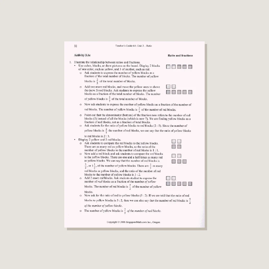 Primary Mathematics U.S. Edition Teacher's Guide 6A - Blemished - Image 3