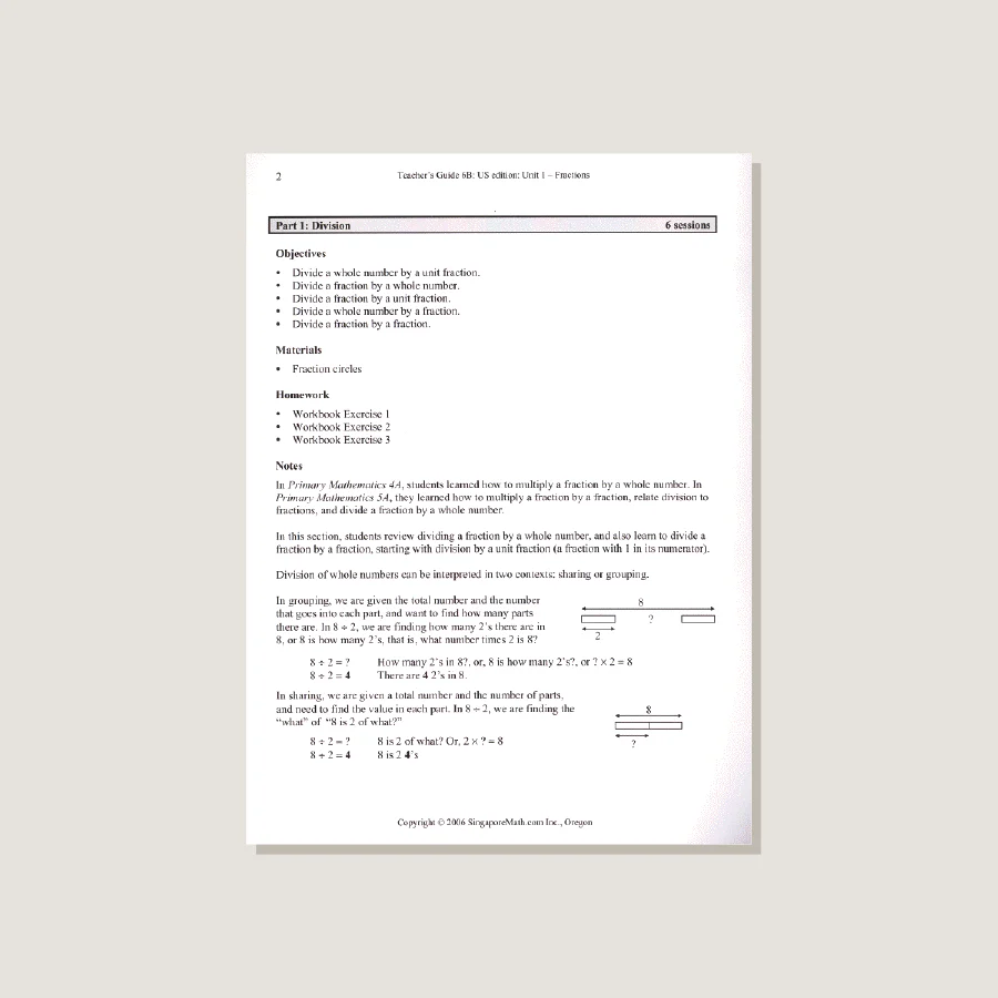 Primary Mathematics U.S. Edition Teacher's Guide 6B - Image 2