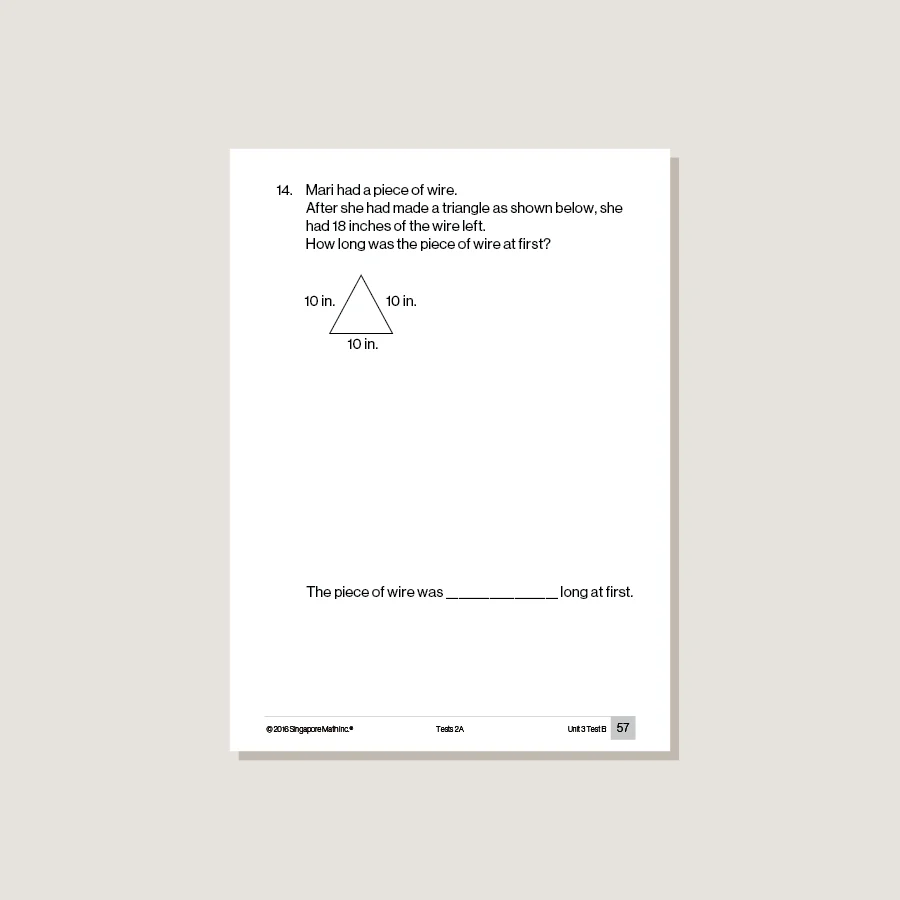Singapore Math Common Core Tests 2A - Blemished - Image 4