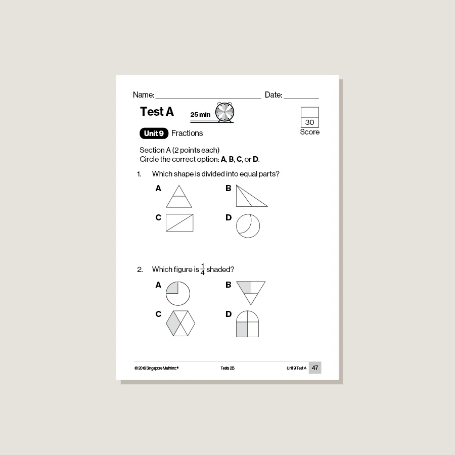 Singapore Math Common Core Tests 2B - Blemished - Image 2