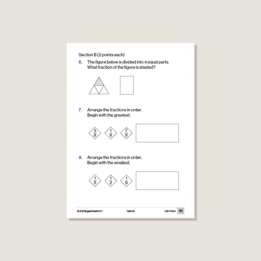 Singapore Math Common Core Tests 2B - Blemished - Image 3