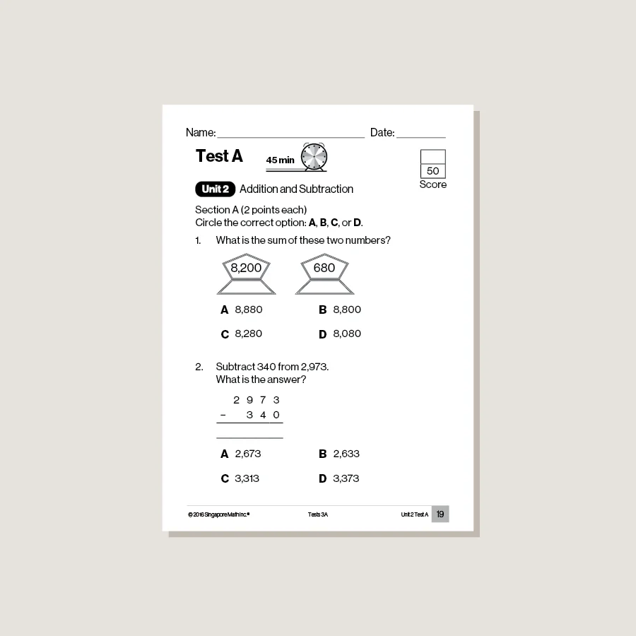 Singapore Math Common Core Tests 3A - Blemished - Image 2