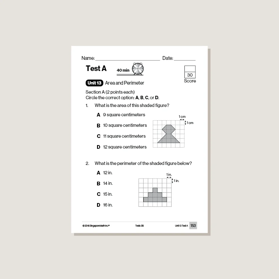 Singapore Math Common Core Tests 3B - Blemished - Image 2