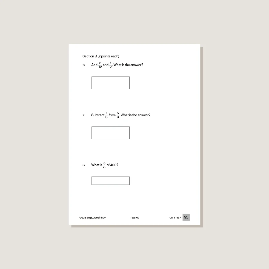 Singapore Math Common Core Tests 4A - Blemished - Image 3
